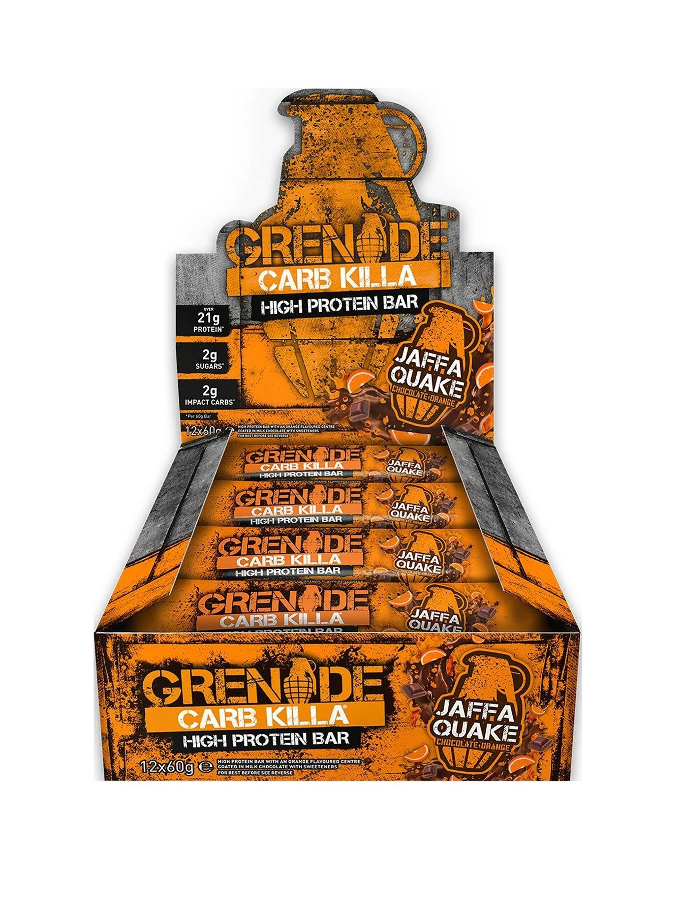 GRENADE Carb Killa Jaffa Quake 12 Pack - Total 720 Grams 1 GRENADE Carb Killa Jaffa Quake 12 Pack - Total 720 Grams