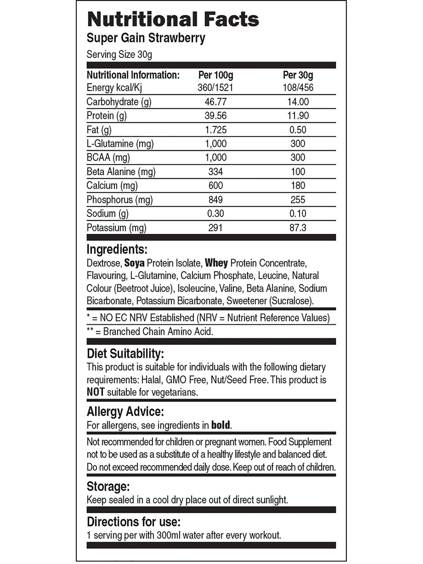 Super 7 Super Gain Strawberry Post-Workout Recovery And Gain Enhancer - 908 grams 2 Super 7 Super Gain Strawberry Post-Workout Recovery And Gain Enhancer - 908 grams - Image 2