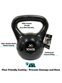 XQ Max Non-Slip Kettlebell With Protective Vinyl Cover - 10kg -APPLE || PURE2IMPROVE || Sonik Sales Store TCT3K SQ3 0000000004 BLACK SLd