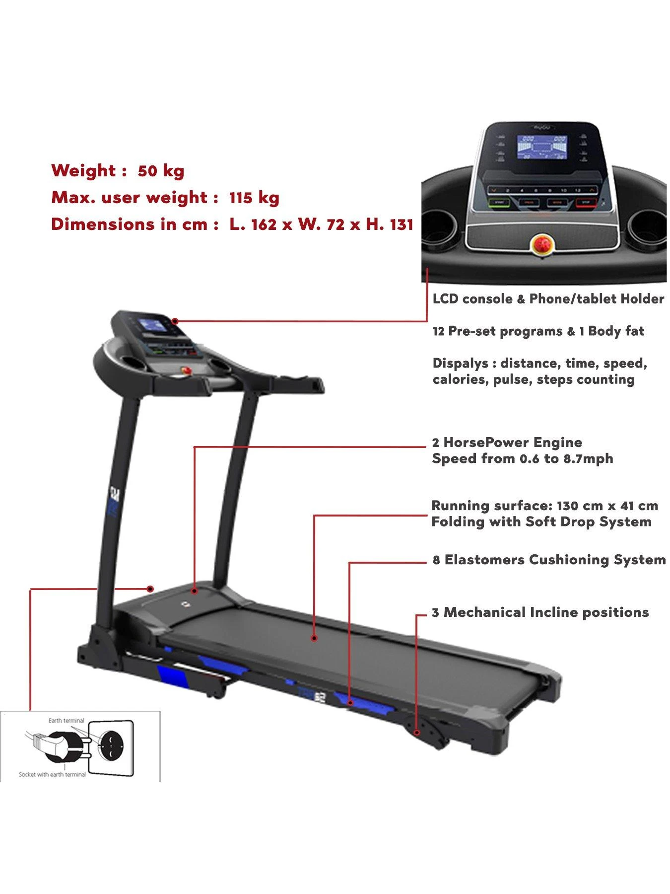 BH TRBS2 Folding Manual Incline Treadmill 7 BH TRBS2 Folding Manual Incline Treadmill - Image 7