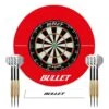 Bullet Large Darts Tournament Set - Includes Dartboard, 6 Steel Darts, EVA Surround Ring, Throwing Line Sticker - Red