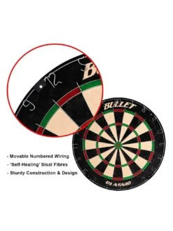 Bullet Large Darts Tournament Set - Includes Dartboard, 6 Steel Darts, EVA Surround Ring, Throwing Line Sticker - Red -APPLE || PURE2IMPROVE || Sonik Sales Store UC3PG SQ3 0000000088 NO COLOR SLd