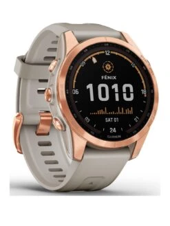 Garmin Fenix 7S Solar Multisport GPS Watch - Rose Gold With Light Sand Band