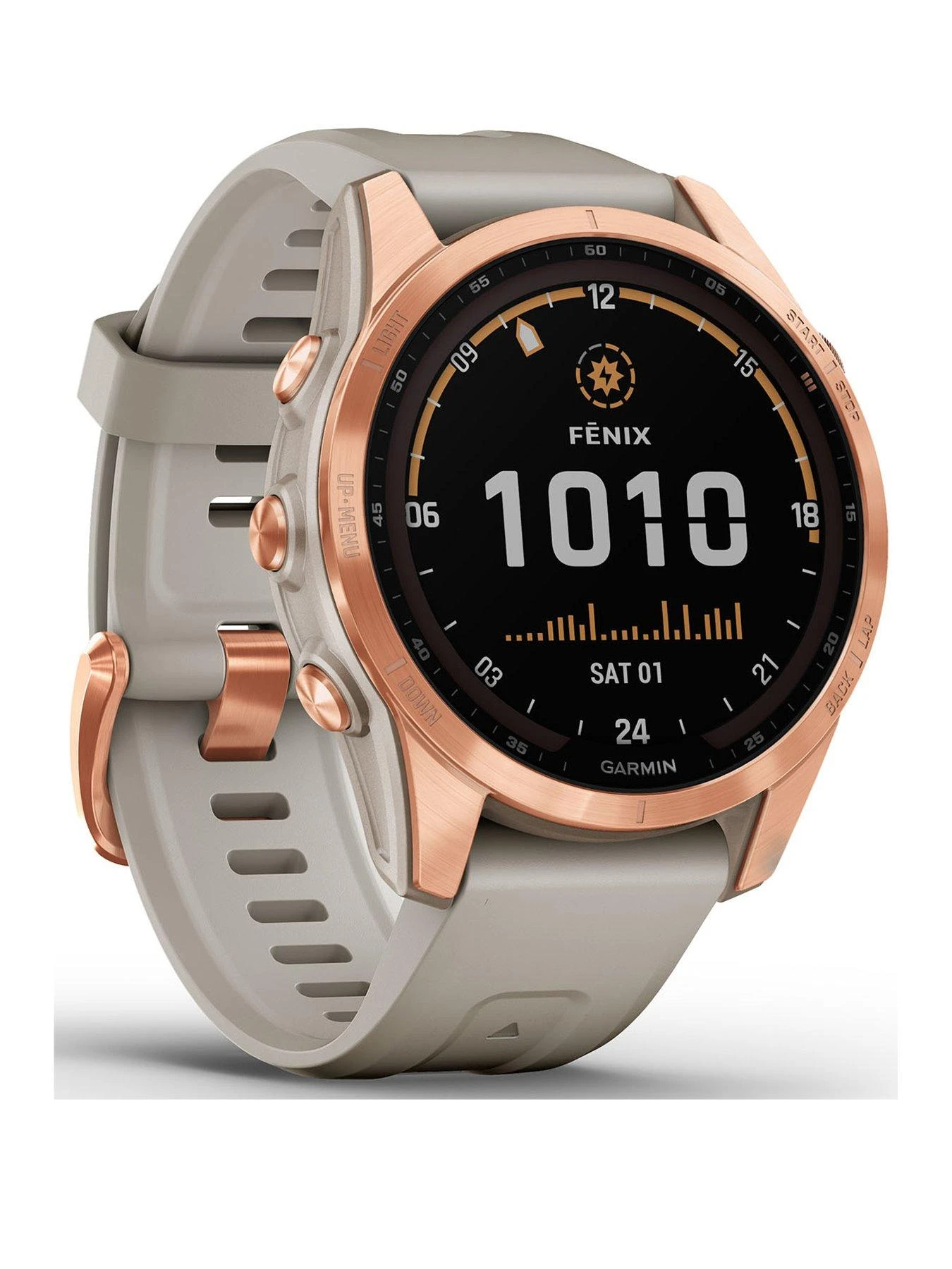 Garmin Fenix 7S Solar Multisport GPS Watch - Rose Gold With Light Sand Band 1 Garmin Fenix 7S Solar Multisport GPS Watch - Rose Gold With Light Sand Band