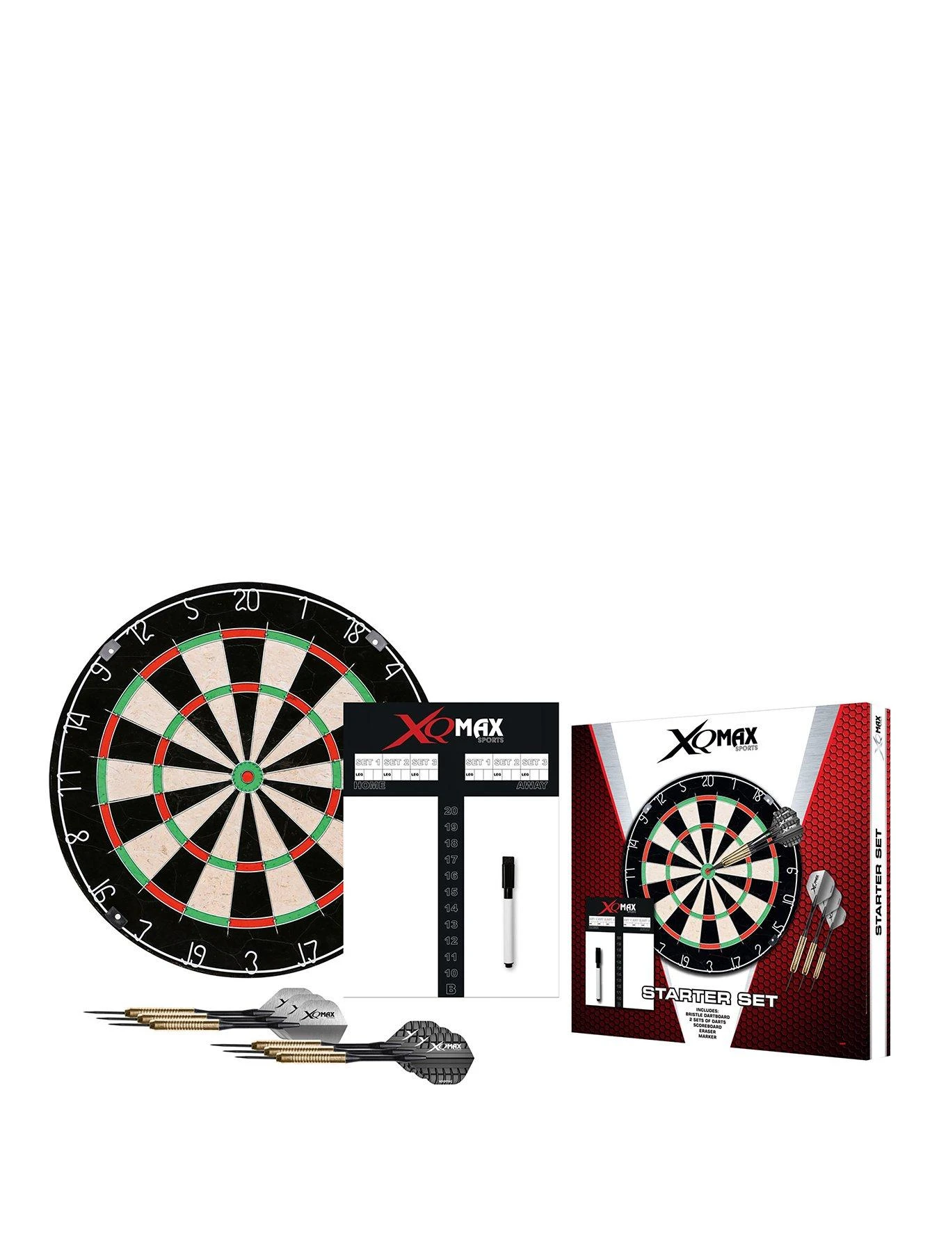 XQ Max Dartboard Starter Set - Includes Scoreboard, Marker Pen, Eraser, Two Sets Of Steel Darts 1 XQ Max Dartboard Starter Set - Includes Scoreboard, Marker Pen, Eraser, Two Sets Of Steel Darts