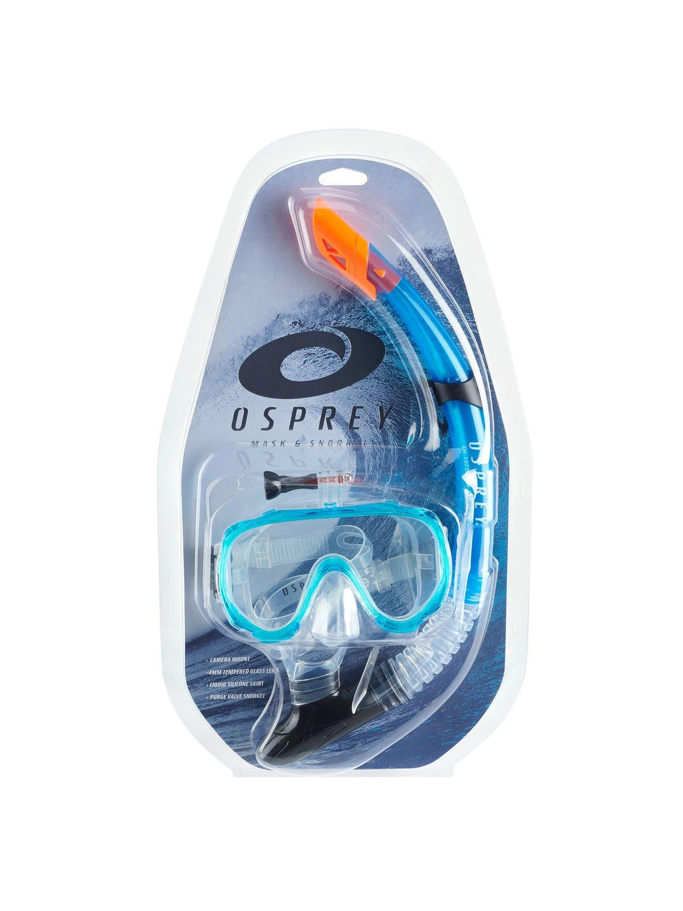 Osprey Adult Mask And Snorkel Set With Camera Mount - Blue 3 Osprey Adult Mask And Snorkel Set With Camera Mount - Blue - Image 3