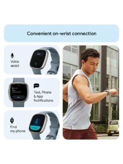 Fitbit Versa 4 Fitness Smartwatch - Built-in GPS, 6-day Battery Life, Android & IOS Compatible - Waterfall Blue/Platinum Aluminium -APPLE || PURE2IMPROVE || Sonik Sales Store V8WRK SQ4 0000000020 BLUE SLd