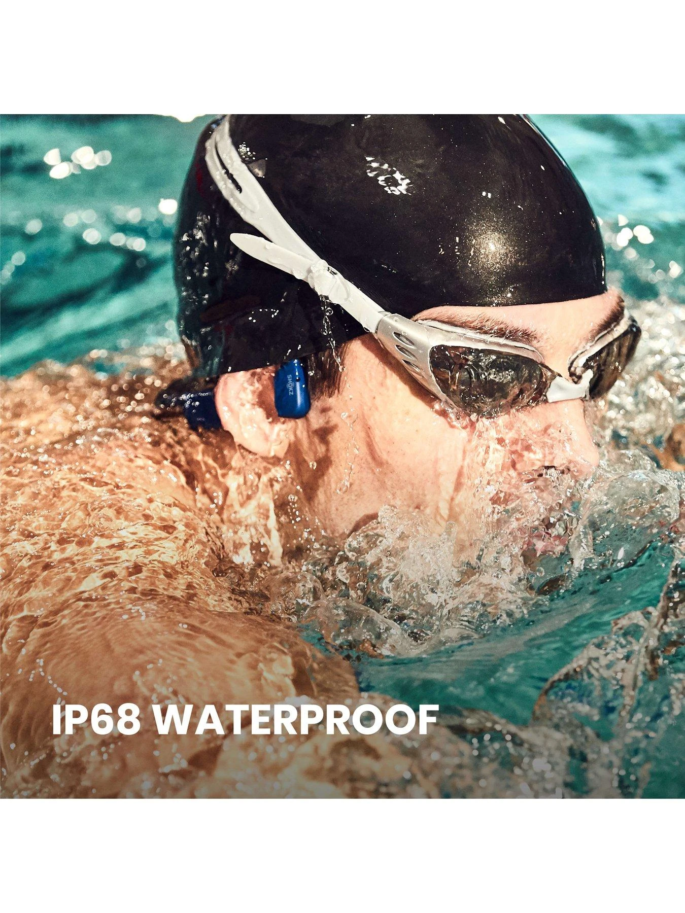 Shokz OpenSwim Blue Waterproof Bone Conduction MP3 Headphones 5 Shokz OpenSwim Blue Waterproof Bone Conduction MP3 Headphones - Image 5