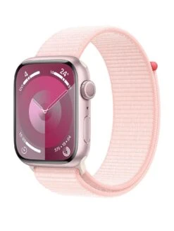 Apple Watch Series 9 (GPS), 45mm Pink Aluminium Case With Light Pink Sport Loop