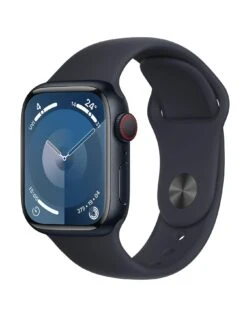 Apple Watch SeriesĀ 9 (GPS + Cellular), 41mm Midnight Aluminium Case With Midnight Sport Band - S/M