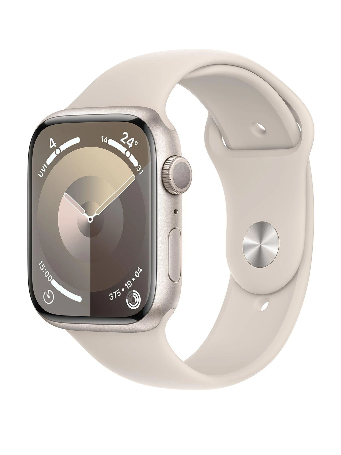 Apple Watch Series 9 (GPS), 45mm Starlight Aluminium Case With Starlight Sport Band 1 Apple Watch Series 9 (GPS), 45mm Starlight Aluminium Case With Starlight Sport Band
