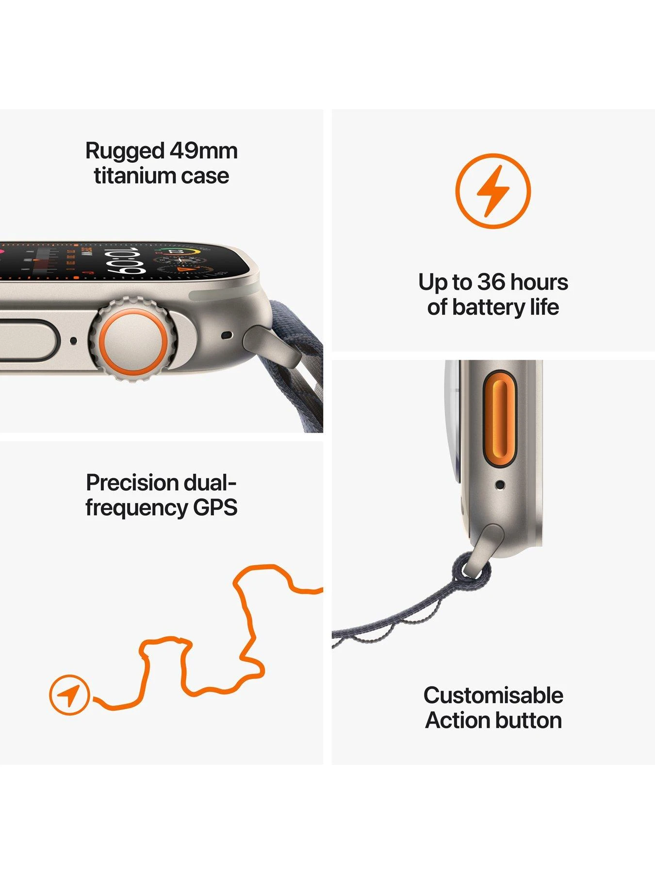 Apple Watch Ultra 2 (GPS + Cellular), 49mm Titanium Case With Indigo Alpine Loop 6 Apple Watch Ultra 2 (GPS + Cellular), 49mm Titanium Case With Indigo Alpine Loop - Image 6