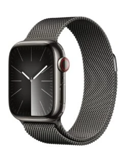 Apple Watch SeriesĀ 9 (GPS + Cellular), 41mm Graphite Stainless Steel Case With Graphite Milanese Loop