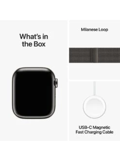 Apple Watch Series 9 (GPS + Cellular), 41mm Graphite Stainless Steel Case With Graphite Milanese Loop -APPLE || PURE2IMPROVE || Sonik Sales Store VPWDI SQ7 0000000527 GRAPHITE SLd3