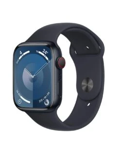 Apple Watch SeriesĀ 9 (GPS + Cellular), 45mm Midnight Aluminium Case With Midnight Sport Band - S/M
