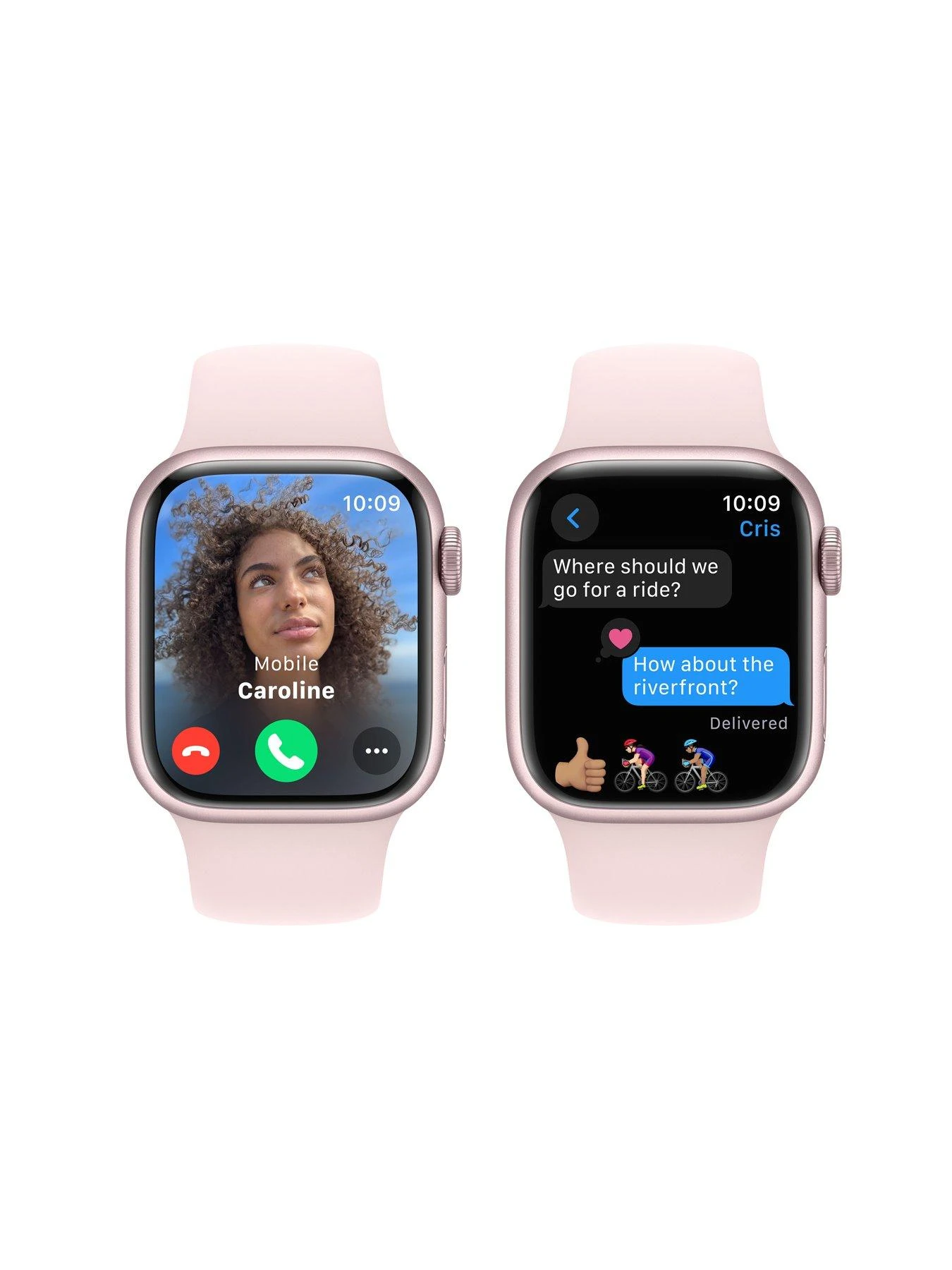 Apple Watch Series 9 (GPS), 41mm Pink Aluminium Case With Light Pink Sport Band 4 Apple Watch Series 9 (GPS), 41mm Pink Aluminium Case With Light Pink Sport Band - Image 4