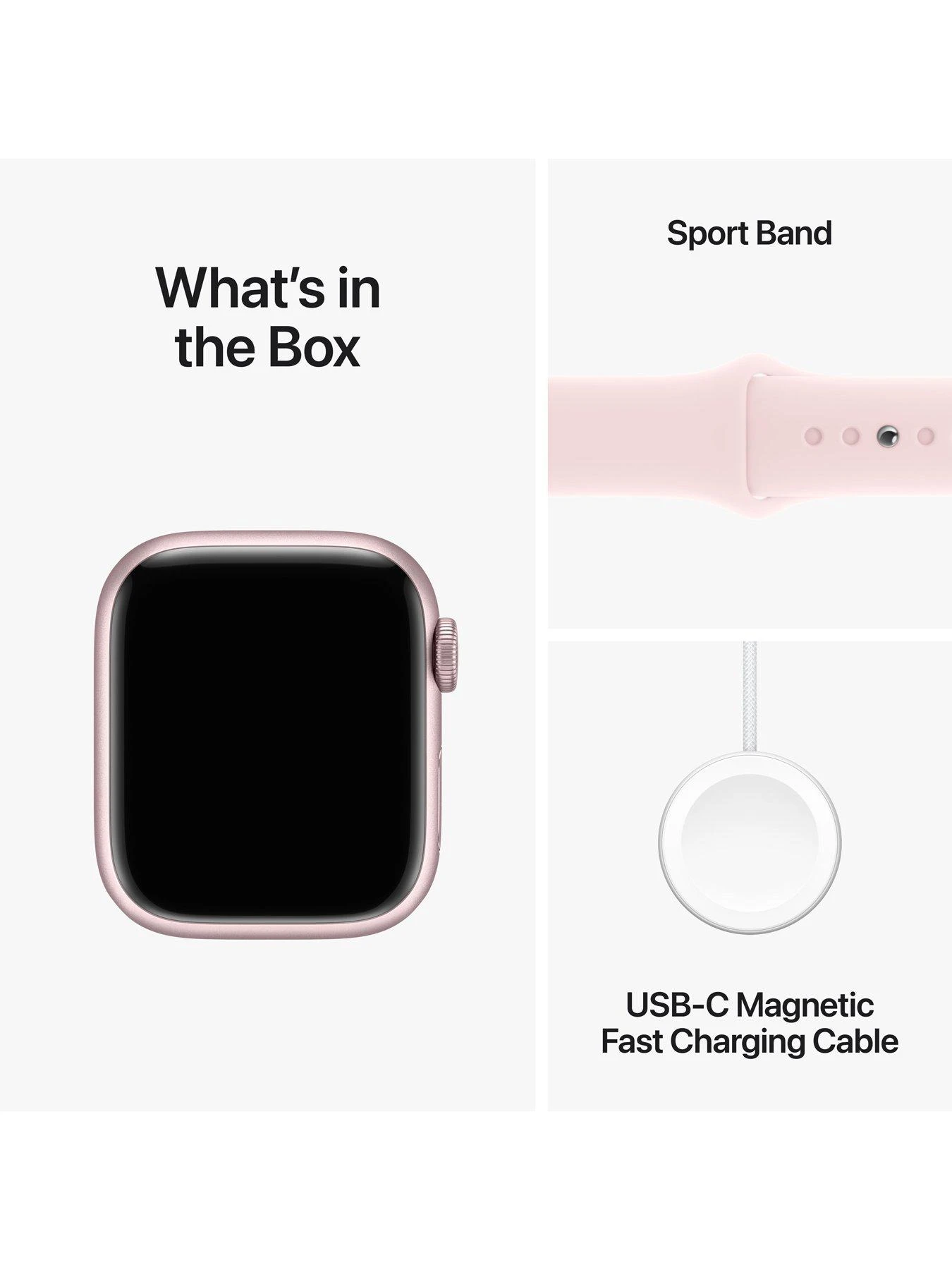 Apple Watch Series 9 (GPS), 41mm Pink Aluminium Case With Light Pink Sport Band 7 Apple Watch Series 9 (GPS), 41mm Pink Aluminium Case With Light Pink Sport Band - Image 7