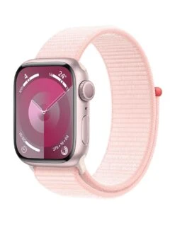 Apple Watch Series 9 (GPS), 41mm Pink Aluminium Case With Light Pink Sport Loop
