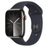 Apple Watch Series 9 (GPS + Cellular), 45mm Graphite Stainless Steel Case With Midnight Sport Band - S/M