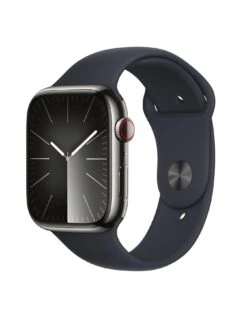 Apple Watch SeriesĀ 9 (GPS + Cellular), 45mm Graphite Stainless Steel Case With Midnight Sport Band - S/M