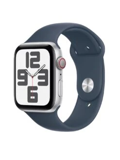 Apple Watch SE (GPS + Cellular, 2023) 44mm Silver Aluminium Case With Storm Blue Sport Band