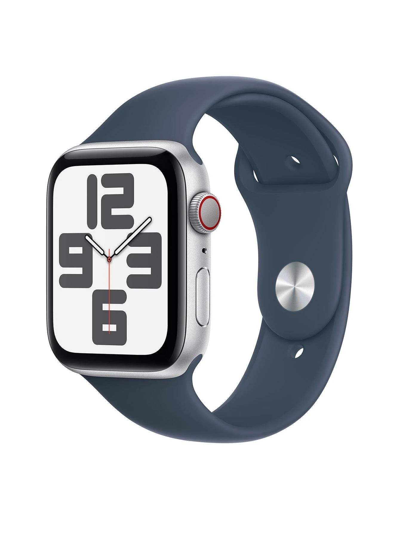 Apple Watch SE (GPS + Cellular, 2023) 44mm Silver Aluminium Case With Storm Blue Sport Band 1 Apple Watch SE (GPS + Cellular, 2023) 44mm Silver Aluminium Case With Storm Blue Sport Band