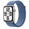 Apple Watch SE (GPS, 2023), 44mm Silver Aluminium Case With Winter Blue Sport Loop