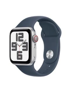 Apple Watch SE (GPS + Cellular, 2023) 40mm Silver Aluminium Case With Storm Blue Sport Band